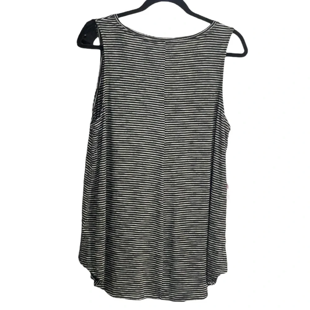 Old Navy Luxe Silver Metallic Stripes Sleeveless Top for Women Black Tank Top - Picture 4 of 6